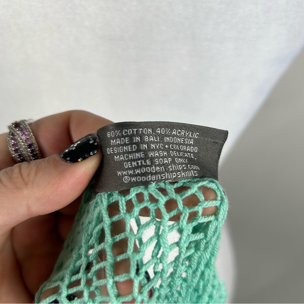 Wooden Ships Turquoise Open Knit Sweater Size Medium - Picture 4 of 6